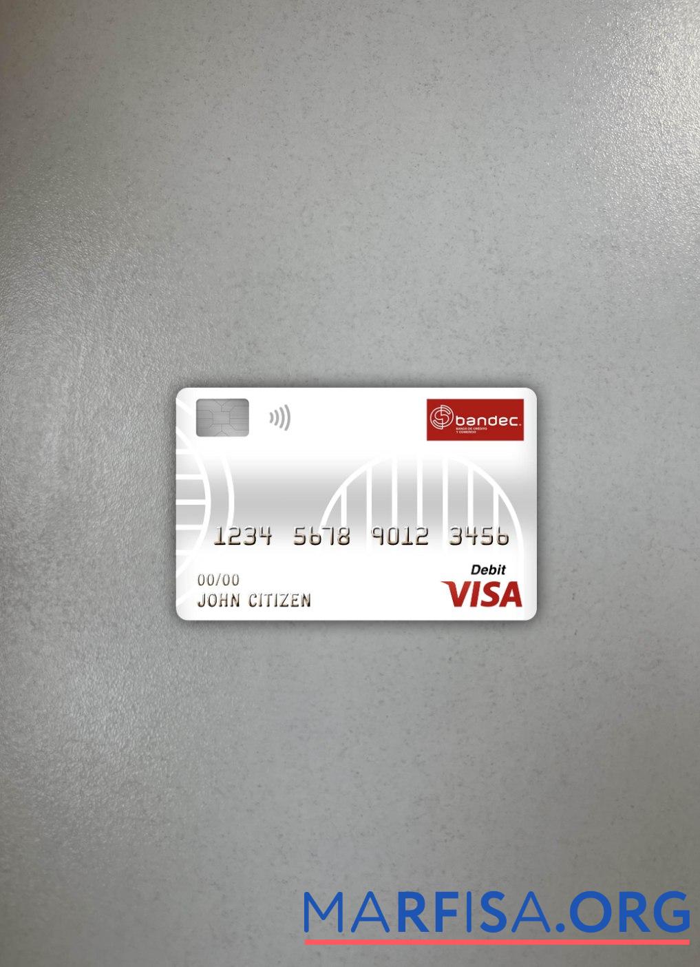 Printable Cuba Bandec banco de credito y comercio bank visa debit card photolook front example